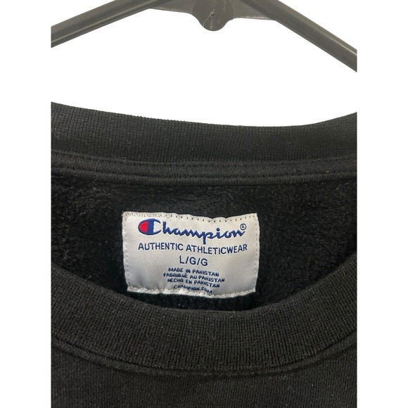 Champion Authentic Athletic Wear Adult Large Pullover Spellout Sweatshirt Black - Picture 3 of 4
